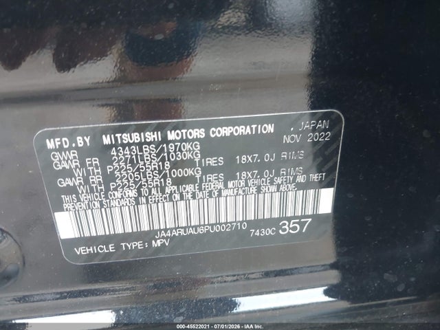 Aukcja sprzedaży 2023 Mitsubishi Outlander Sport 2.0 Es Awc/2.0 Le Awc/2.0 Ralliart Awc/2.0 S Awc/2.0 Se Awc, vin: JA4ARUAU6PU002710, numer aukcji: 45522021