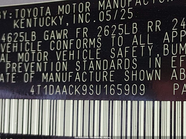 Toyota CAMRY LE 2025 4T1DAACK9SU165909 Image 9