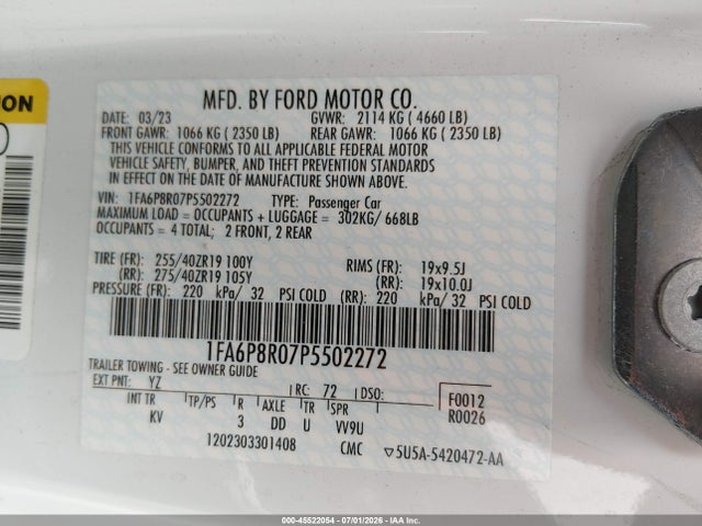 1FA6P8R07P5502272 Ford Mustang Mach 1 Fastback