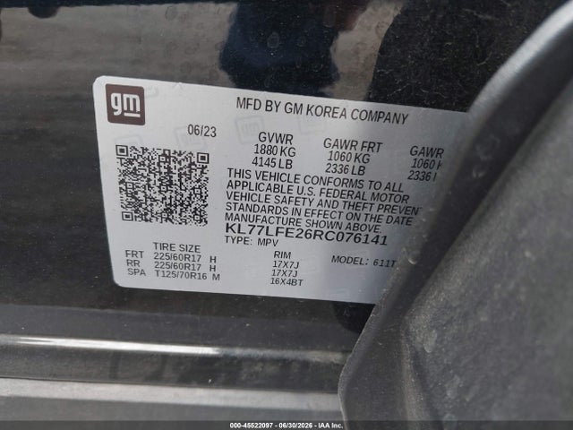 KL77LFE26RC076141 Chevrolet Trax Fwd Sp