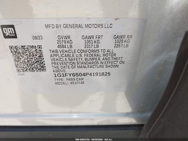 Продажа на аукционе авто 2023 Chevrolet Bolt Euv Fwd Lt, vin: 1G1FY6S04P4191825, номер лота: 45522152