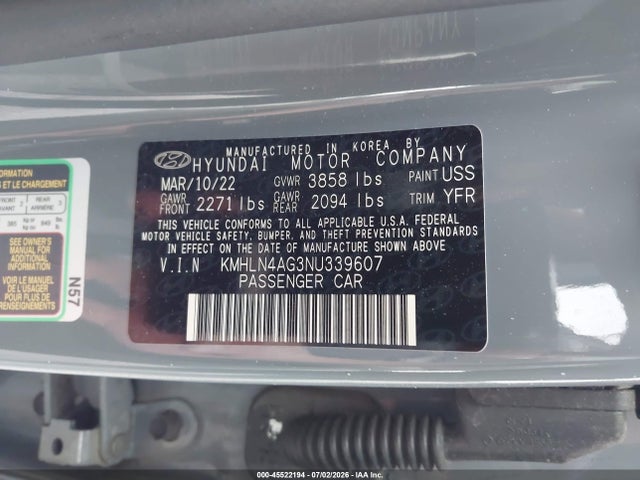 Hyundai ELANTRA SEL 2022 KMHLN4AG3NU339607 Image 9