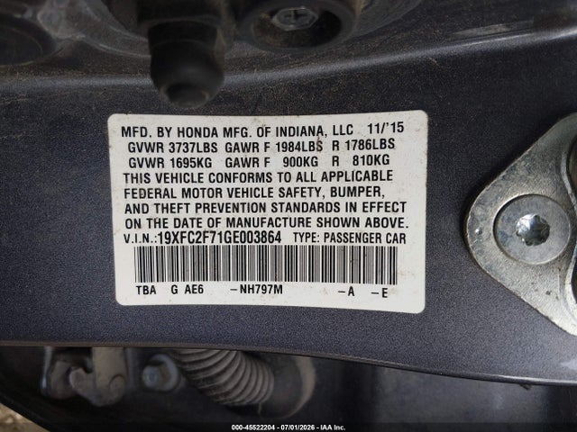 Honda CIVIC EX 2016 19XFC2F71GE003864 Image 9