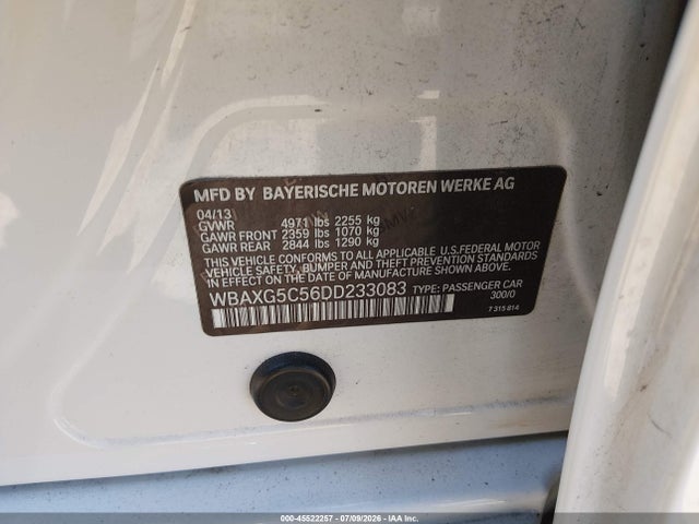 2013 Bmw 528i მანქანა იყიდება აუქციონზე, vin: WBAXG5C56DD233083, აუქციონის ნომერი: 45522257