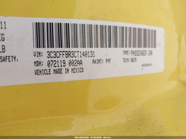 Продажа на аукционе авто 2012 Fiat 500 Sport, vin: 3C3CFFBR3CT140131, номер лота: 45522288