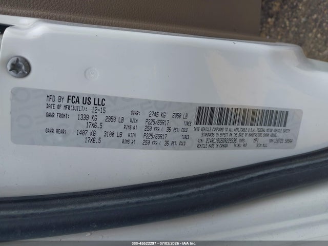 2016 Chrysler Town & Country Touring მანქანა იყიდება აუქციონზე, vin: 2C4RC1BG5GR229336, აუქციონის ნომერი: 45522297