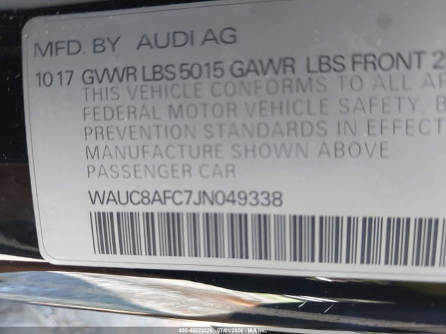 Aukcja sprzedaży 2018 Audi A6 2.0t Premium/2.0t Sport, vin: WAUC8AFC7JN049338, numer aukcji: 45522326