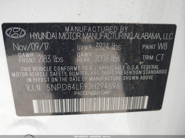 Hyundai ELANTRA SEL 2018 5NPD84LF9JH294696 Image 9