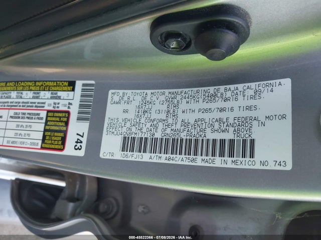 Toyota Tacoma Prerunner V6 2015 3TMJU4GN8FM177130 Image 9