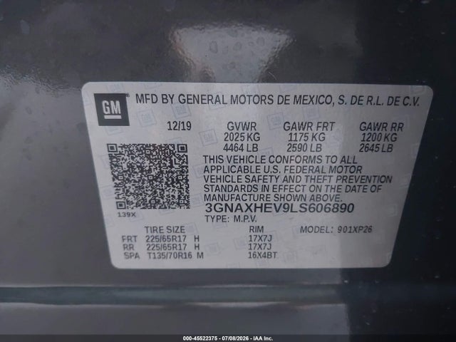 3GNAXHEV9LS606890 Chevrolet Equinox Fwd Ls