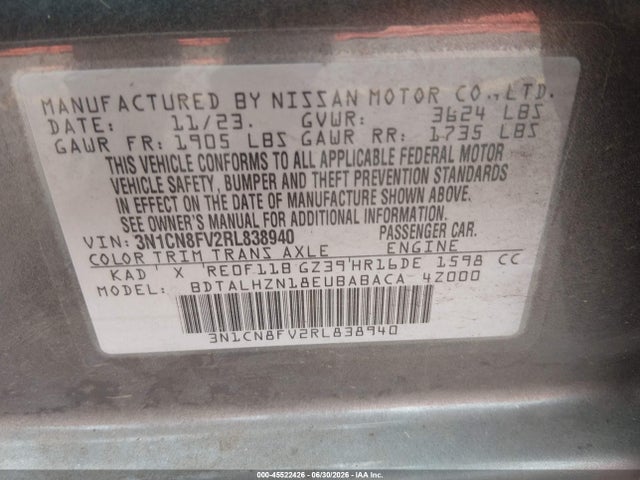 Nissan Versa 1.6 Sr 2024 3N1CN8FV2RL838940 Image 9