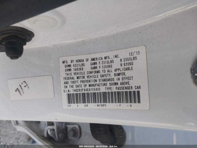Honda Accord Ex-l 2014 1HGCR2F84EA105400 Image 9
