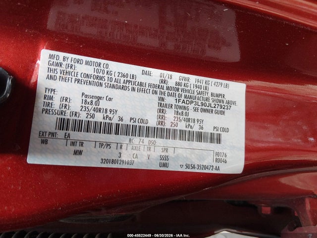 Ford FOCUS ST 2018 1FADP3L90JL279237 Image 9
