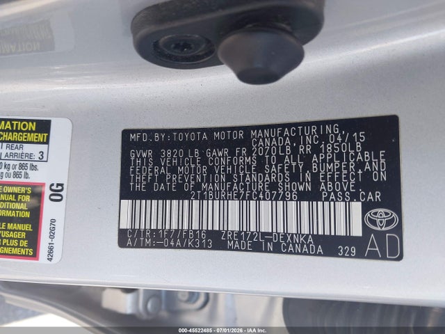 Toyota COROLLA LE 2015 2T1BURHE7FC407796 Image 9