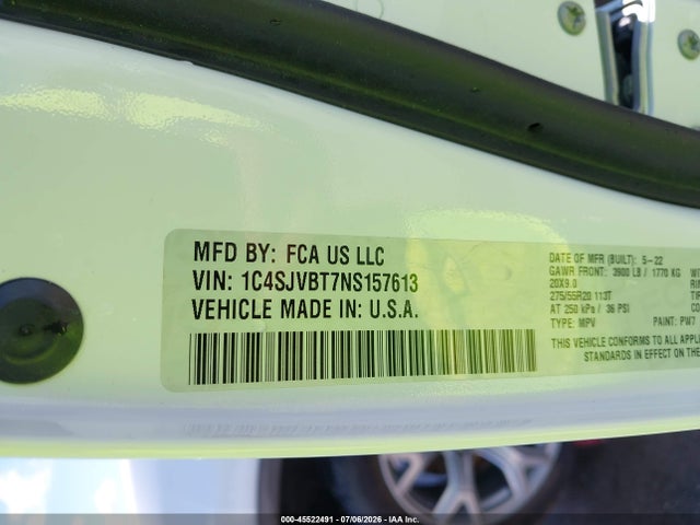 1C4SJVBT7NS157613 Jeep Wagoneer Series Ii 4x4