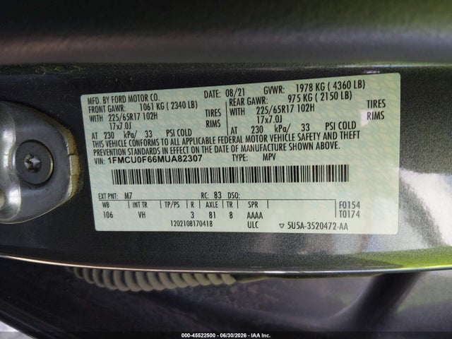 Ford ESCAPE S 2021 1FMCU0F66MUA82307 Image 9