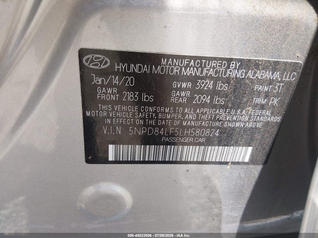 Aukcja sprzedaży 2020 Hyundai Elantra Sel, vin: 5NPD84LF5LH580824, numer aukcji: 45522506