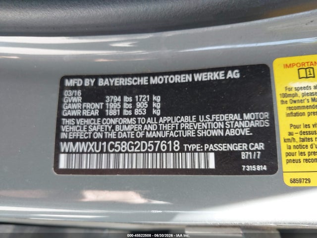 WMWXU1C58G2D57618 Mini Hardtop Cooper