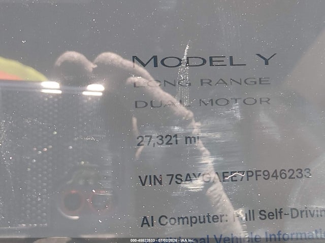 7SAYGAEE7PF946233 Tesla Model Y Awd/long Range Dual Motor All-wheel Drive