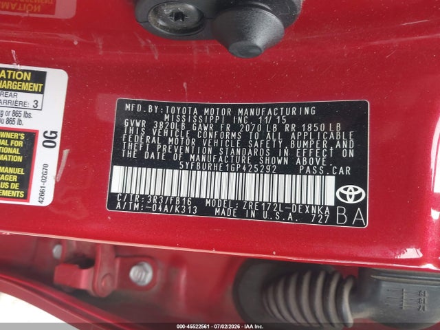 Toyota Corolla Le Plus 2016 5YFBURHE1GP425292 Image 9