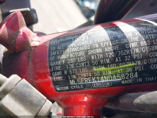 Kawasaki Er650 K 2022 ML5EREK14NDA58284 Image 10