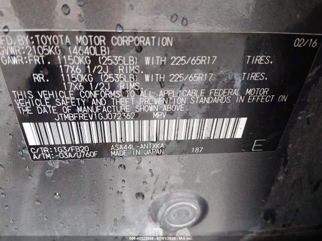Toyota RAV4 LE 2016 JTMBFREV1GJ072362 Image 9