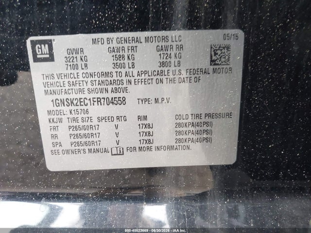 1GNSK2EC1FR704558 Chevrolet Tahoe Commercial Fleet