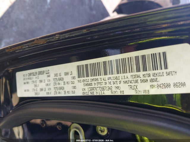 45522712 :رقم المزاد ، 1C6RR7KT7DS671342 vin ، 2013 Ram 1500 Express مزاد بيع