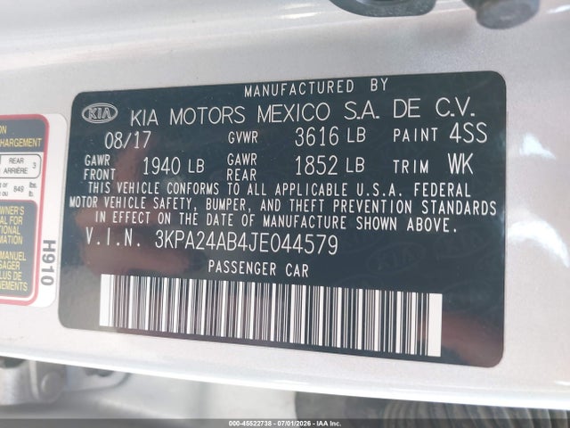 KIA RIO LX 2018 3KPA24AB4JE044579 Image 9