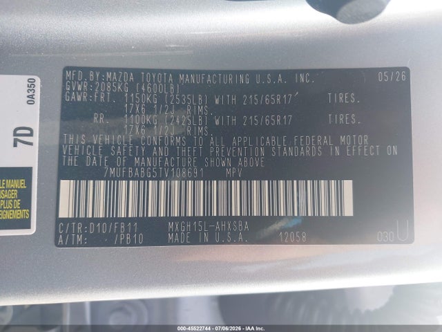 7MUFBABG5TV108691 Toyota Corolla Cross Hybrid Se