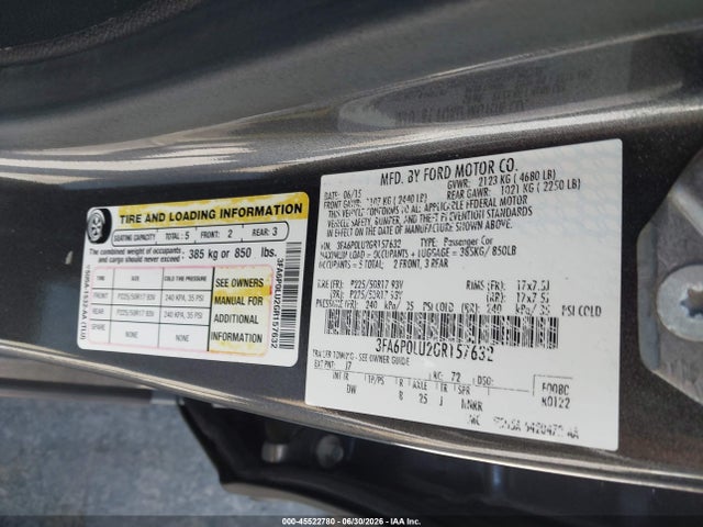 3FA6P0LU2GR157632 Ford Fusion Hybrid Se