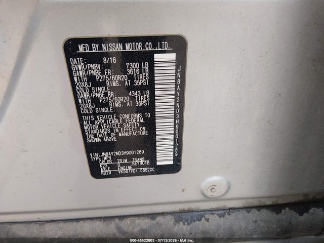 JN8AY2ND3H9001269 Nissan Armada Platinum
