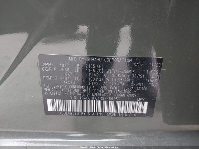 Продаж на аукціоні авто 2024 Subaru Crosstrek Sport, vin: 4S4GUHF61R3738605, номер лоту: 45522804