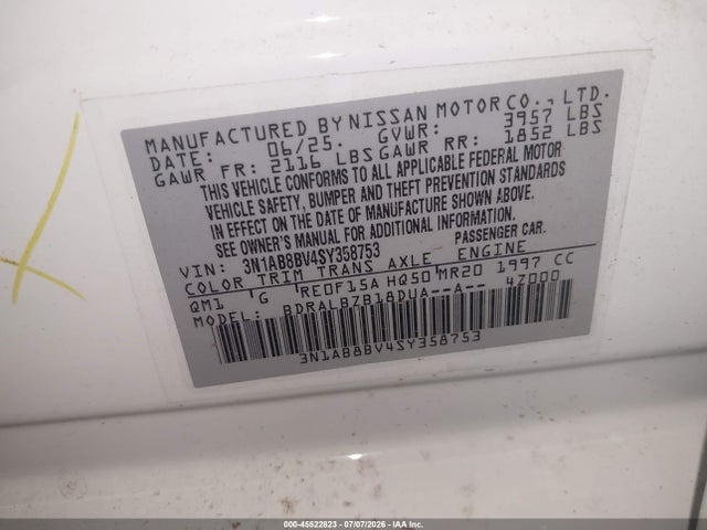 Nissan SENTRA S 2025 3N1AB8BV4SY358753 Image 9