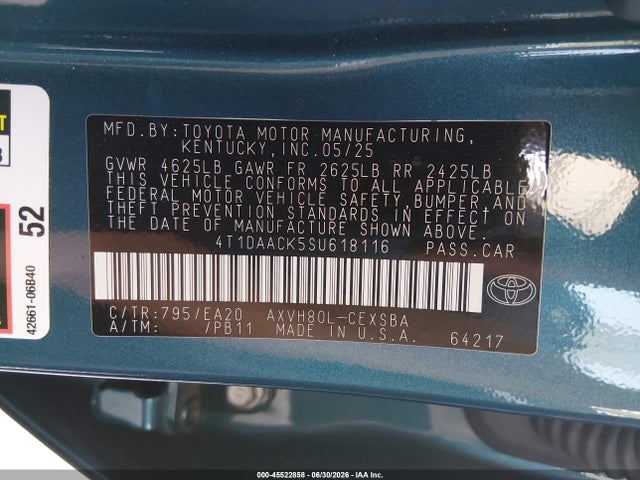 Toyota CAMRY SE 2025 4T1DAACK5SU618116 Image 9
