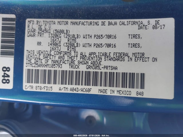3TMCZ5ANXHM105793 Toyota Tacoma Trd Off Road