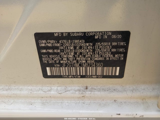 Subaru Crosstrek Limited 2021 JF2GTHMC1M8234360 Image 9