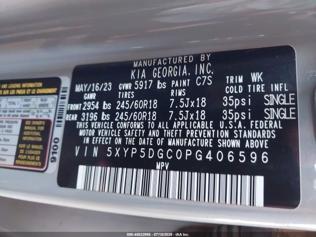 Продаж на аукціоні авто 2023 Kia Telluride Sx Prestige X-pro, vin: 5XYP5DGC0PG406596, номер лоту: 45522998