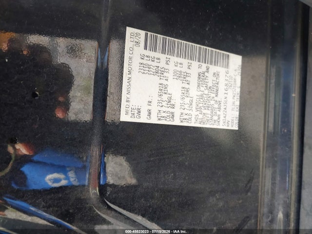 5N1AZ2AJ5LN168376 Nissan Murano S Fwd