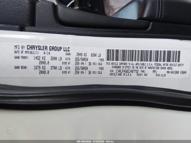45523045 :رقم المزاد ، 1C4RJFAG6EC487732 vin ، 2014 Jeep Grand Cherokee Altitude مزاد بيع