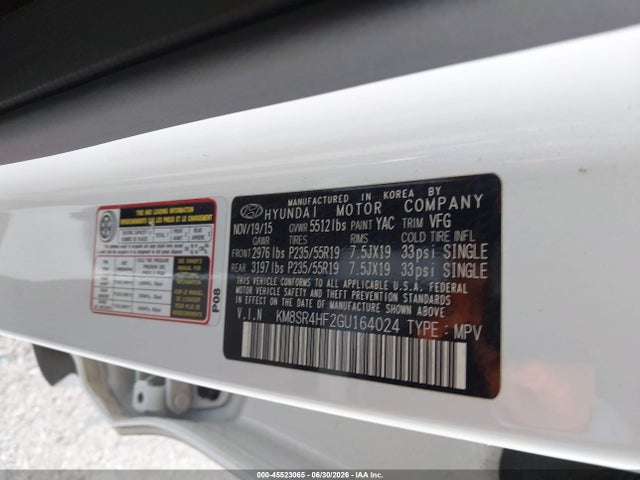 Hyundai Santa Fe Se 2016 KM8SR4HF2GU164024 Image 9