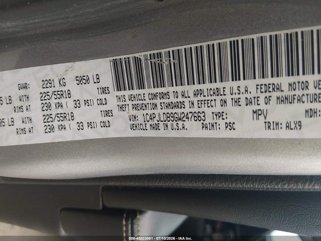 Jeep Cherokee Limited 2016 1C4PJLDB9GW247663 Image 9