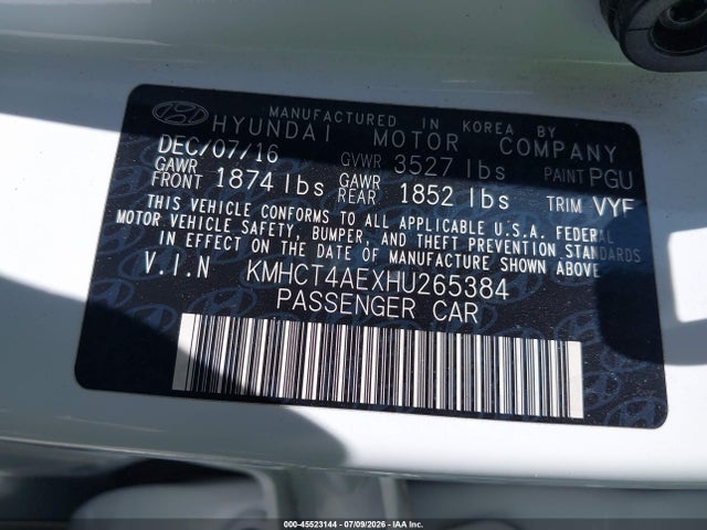 Hyundai ACCENT SE 2017 KMHCT4AEXHU265384 Image 9
