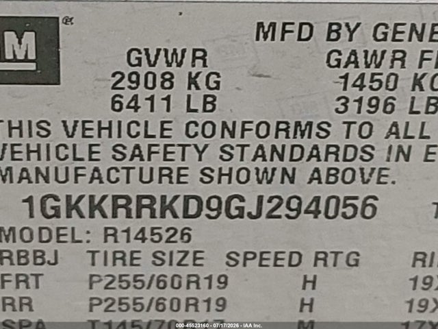 Продаж на аукціоні авто 2016 Gmc Acadia Slt-1, vin: 1GKKRRKD9GJ294056, номер лоту: 45523160