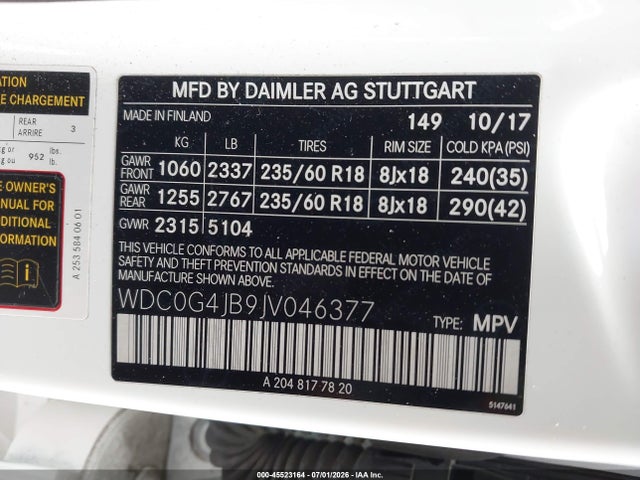 WDC0G4JB9JV046377 Mercedes-Benz GLC 300