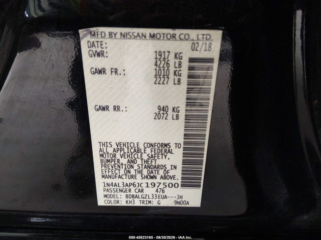 1N4AL3AP6JC197500 Nissan Altima 2.5 S