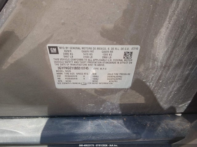 45523175 :رقم المزاد ، 3GYFNGEY0BS510745 vin ، 2011 Cadillac Srx Standard مزاد بيع