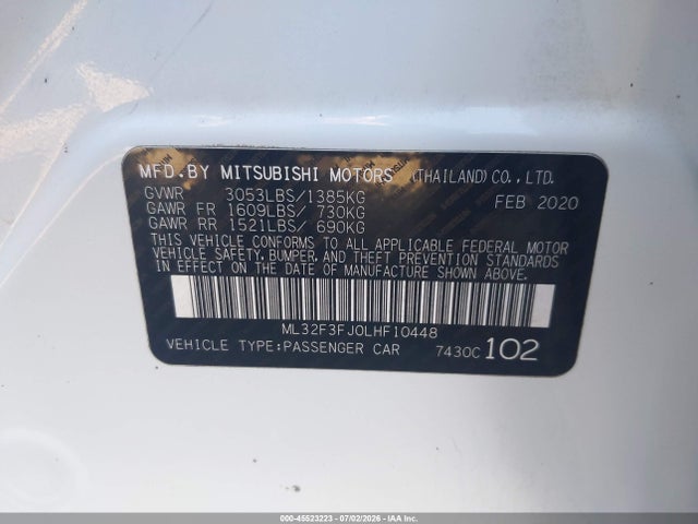 ML32F3FJ0LHF10448 Mitsubishi Mirage G4 Es