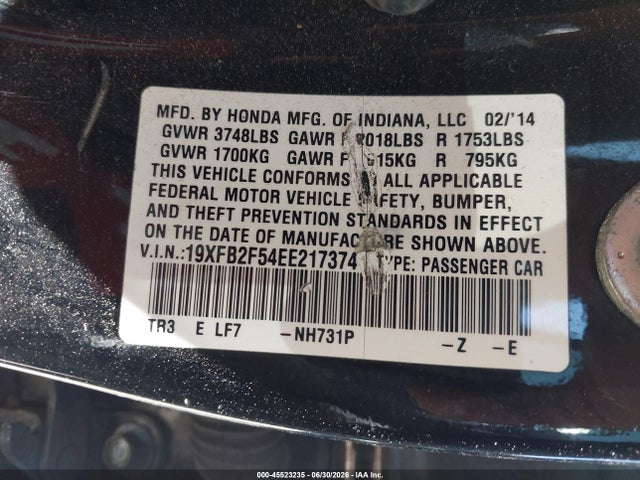Aukcja sprzedaży 2014 Honda Civic Lx, vin: 19XFB2F54EE217374, numer aukcji: 45523235