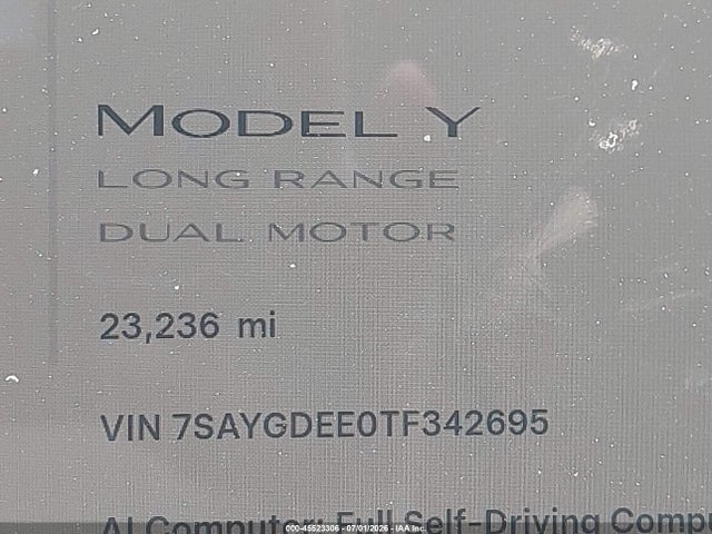 2026 Tesla Model Y All-wheel Drive/long Range Launch Series/premium All-wheel Drive მანქანა იყიდება აუქციონზე, vin: 7SAYGDEE0TF342695, აუქციონის ნომერი: 45523306